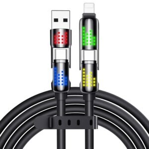 Cable de carga mágico JOHN 4 en 1, carga súper rápida de 240W, con luz RGB, nuevo